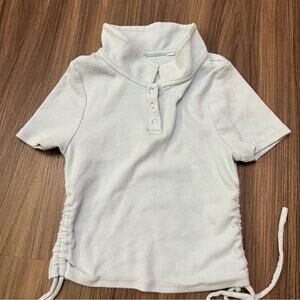 PacSun teen sz XS collars cropped shirt baby blue